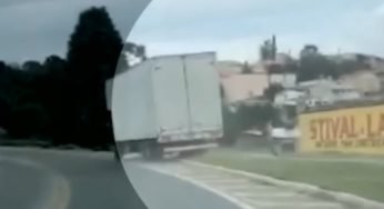 Caminhoneiro em zig zag quase provoca tragédia e atropela motociclista