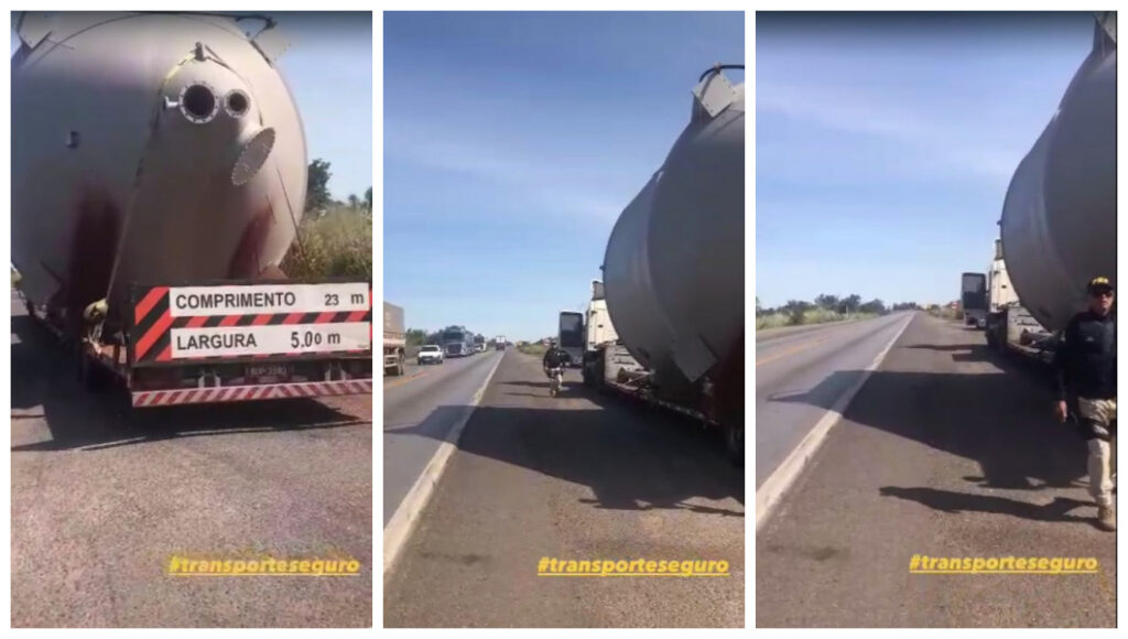 PRF flagra carreta com largura de 5 metros e manda recado aos caminhoneiros