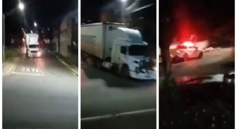 Caminhoneiro é perseguido por polícia após sair bêbado e desgovernado
