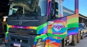 Raízen personaliza caminhão Volvo FMX com grafismo e as cores LGBTQIA+