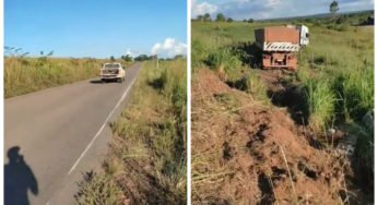 Caminhonete quase provoca acidente após realizar ultrapassagem proibida