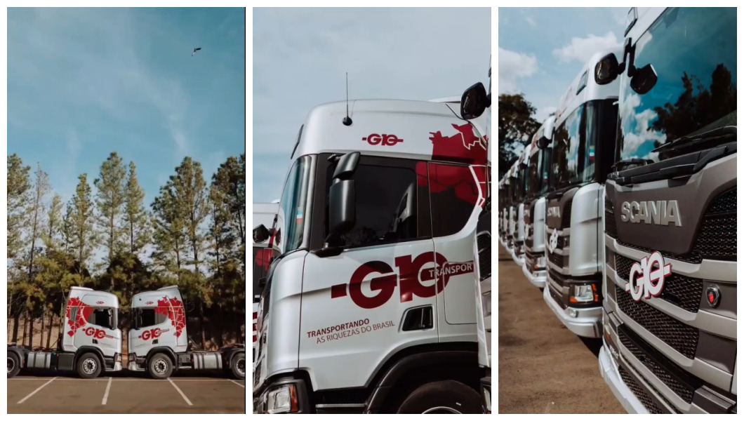 G10 tem nova frota com caminhões Scania em seu pátio