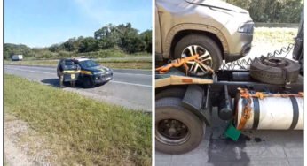 PRF flagra caminhão com balde em tanque de combustível e multa motorista