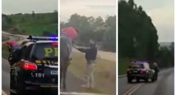 PRF flagra homem dormindo em cavalo na BR-163