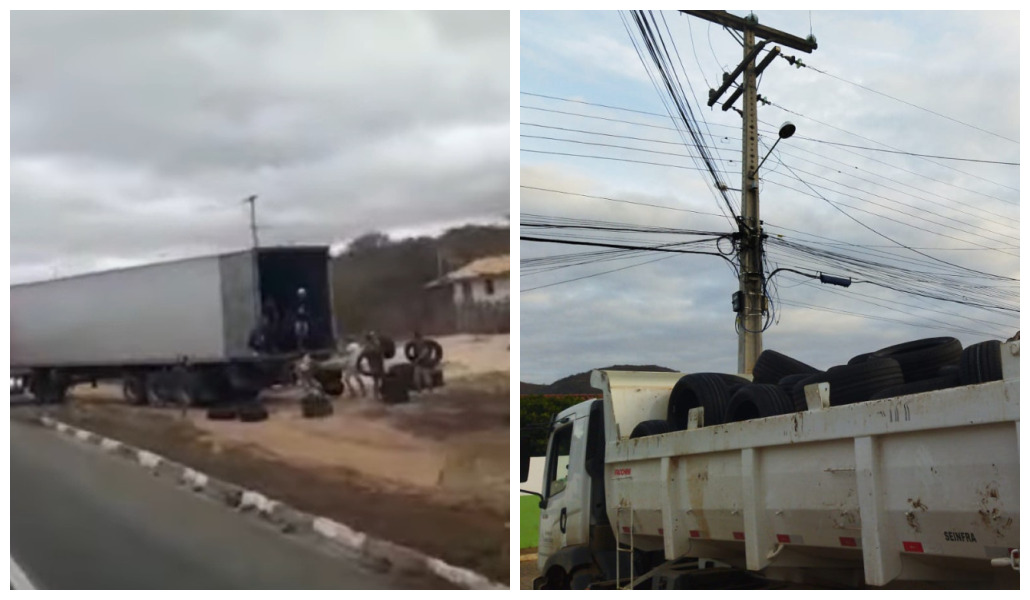 PRF recupera parte da carga de pneu saqueada por populares