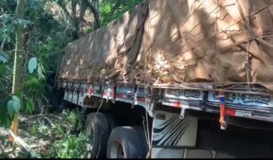 Caminhão com carga ilegal de cigarro é encontrado no meio do mato pela PRF