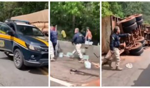 Saqueadores são surpreendidos pela Polícia Rodoviária Federal (PRF) no momento do crime