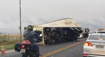 Ventos de 90 km/h causam estragos em rodovias e caminhões de Mato Grosso do Sul