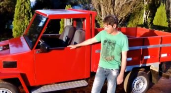 Homem constrói do zero uma caminhonete agrícola motorizada fabricada em casa