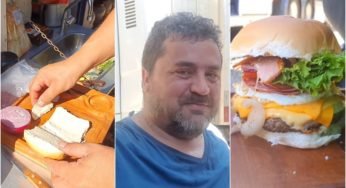 Caminhoneiro bomba com receita de um delicioso hambúrguer X-Infarto