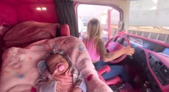 Sheila Bellaver volta às estradas após dar à luz a sua filha. Como é a vida de uma mãe caminhoneira?