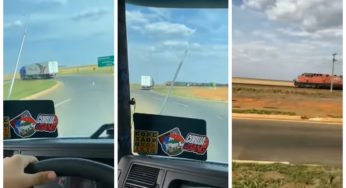Veja o que o maquinista do trem fez com o caminhoneiro