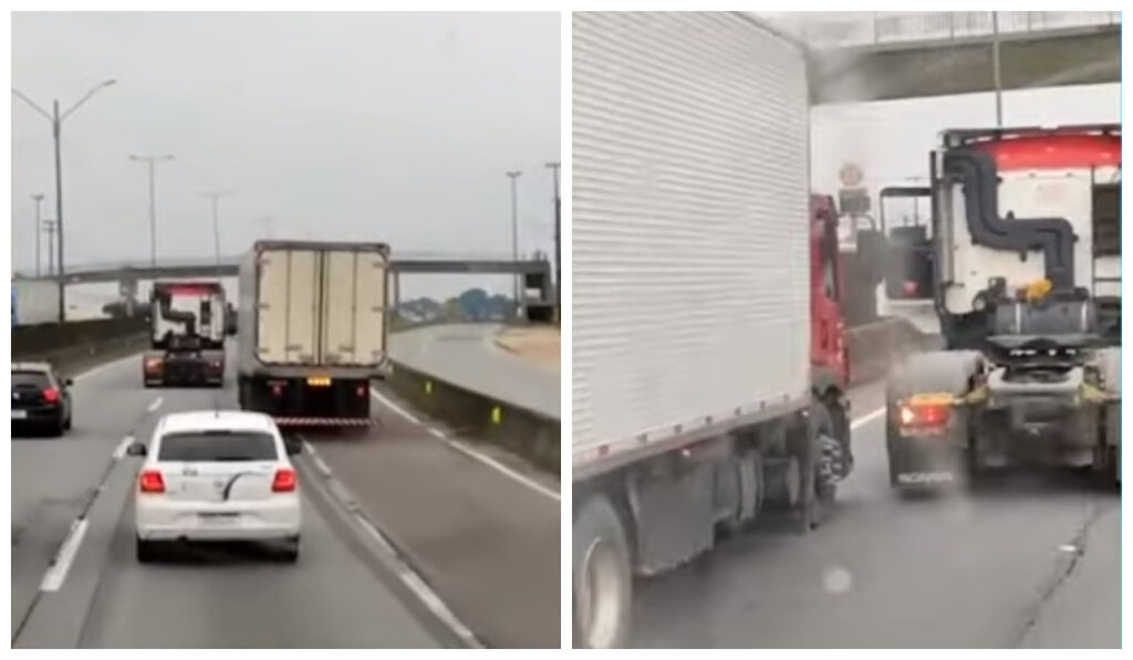 Vídeo Caminhoneiro perde a paciência e fecha outro caminhoneiro