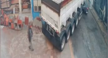 Caminhoneiro desafiado a realizar manobra deixa todos impressionados