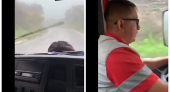 Caminhoneiro passa apuros após perder freio de caminhão