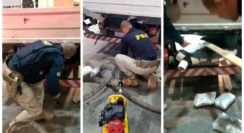 PRF descobre fundo falso em caminhão na BR-101