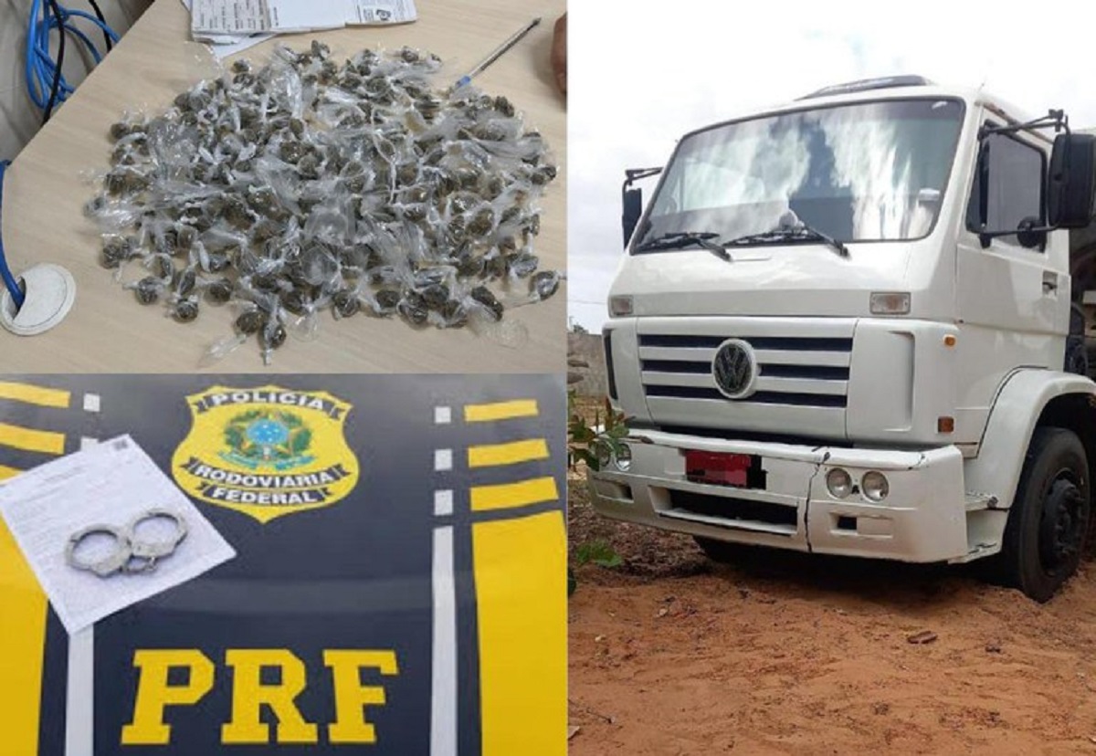 PRF recupera caminhão roubado, apreende drogas e prende acusado de homicídio em Natal