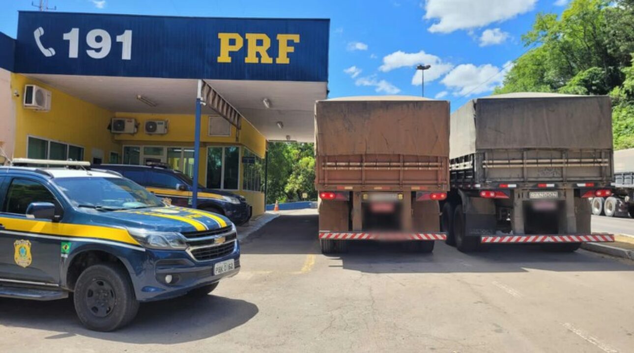 PRF apreende dois caminhões trafegando com placas iguais