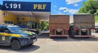 PRF apreende dois caminhões trafegando com placas iguais