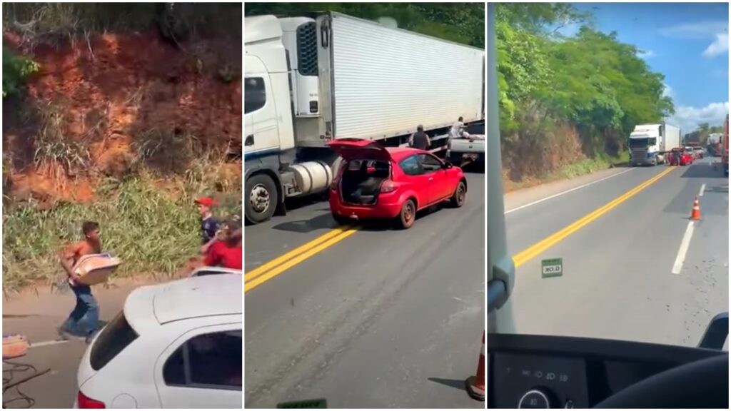 Caminhão sendo saqueado