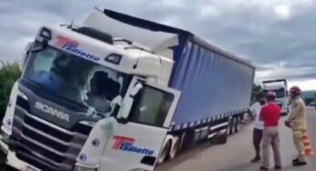 É grave o estado do caminhoneiro atingido por uma peça solta na pista