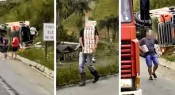 Caminhoneiro morre em acidente na BR – 470, e a carga de cerveja que transportava, é saqueada