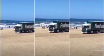 Caminhão da Fontanella chama atenção na praia