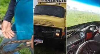 Engate quebra durante reboque de caminhão e danifica para-brisa