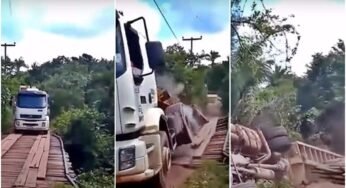 Caminhoneiro tentou economizar no pedágio e acabou perdendo veículo em ponte