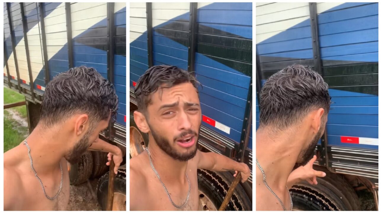 Desatolando caminhão com enxada, caminhoneiro conta que isso não estava em seus sonhos