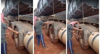 Veja como caçambeiro destrava porca de roda travada