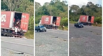 Caminhão da transportadora JSL é saqueado na BR -101, no sul da Bahia