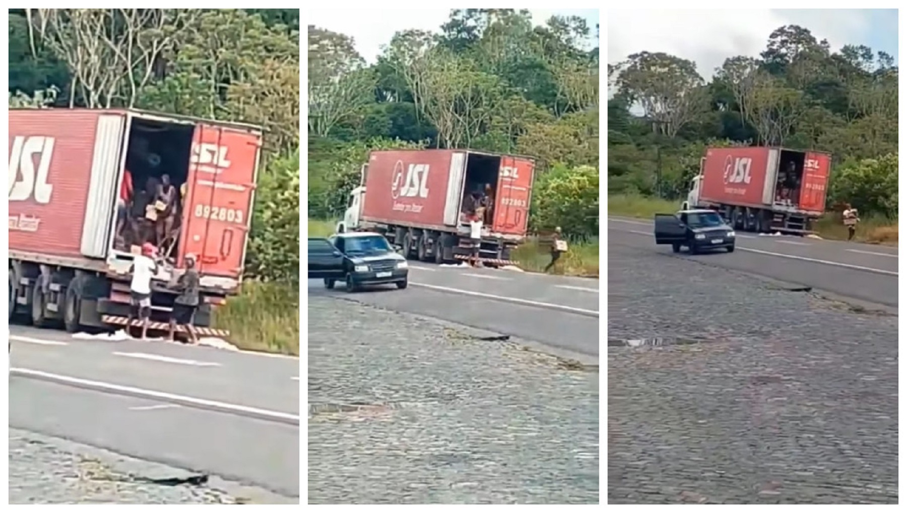 Caminhão da transportadora JSL é saqueado na BR -101, no sul da Bahia