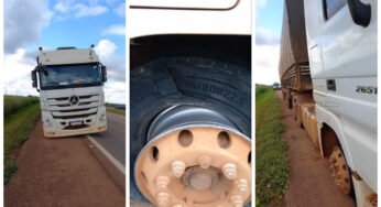 Pneu importado na dianteira quase causa tragédia para caminhoneiro
