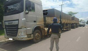 Polícia Rodoviária federal apreende caminhão cometendo crime de usurpação de bens da união