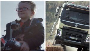Volvo entrega caminhão para uma criança dirigir e provar a sua qualidade