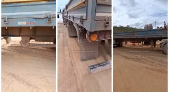 Caminhoneiro perde eixo de carreta após passar por quebra-molas a 130 km/h.