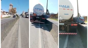 Caminhoneiro é surpreendido com prancha de surf em carreta