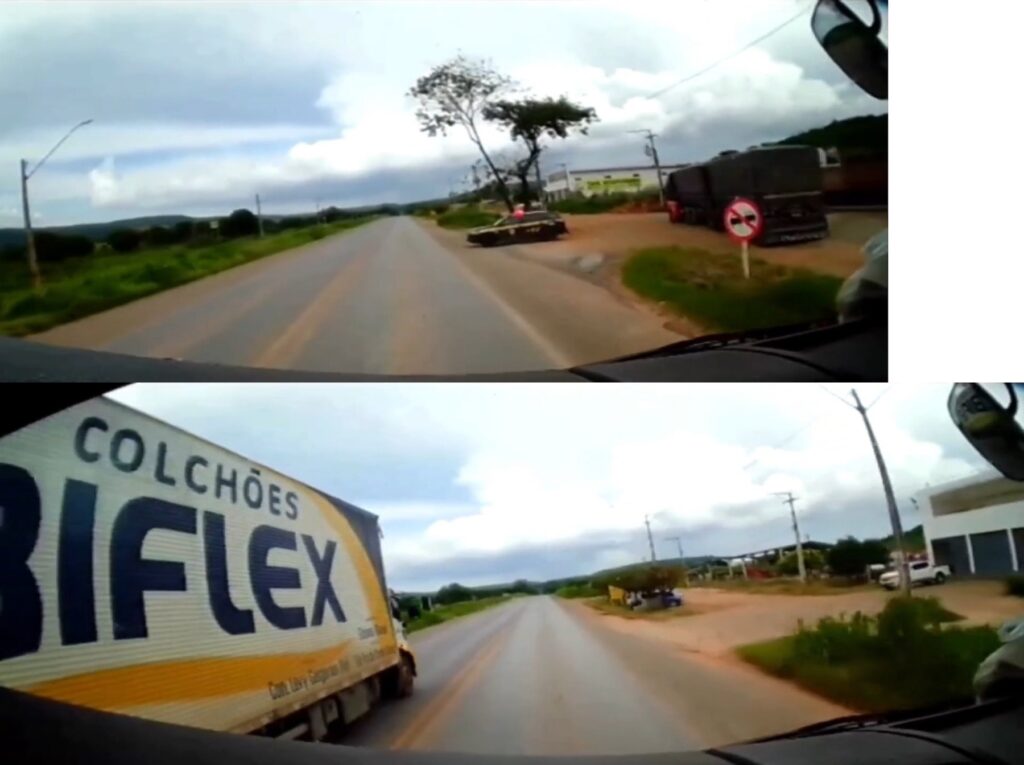 Caminhoneiro ultrapassa carreta em faixa continua na frente da PRF