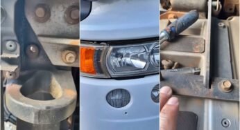 Caminhoneiro mostra gambiarra que evita roubo de farol do caminhão