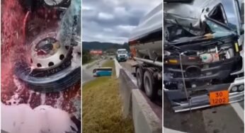 Caminhoneiro sai ileso de grave acidente com caminhão