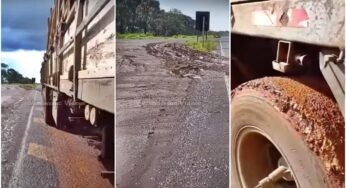 Caminhoneiro faz cagada em BR e grava como tudo aconteceu