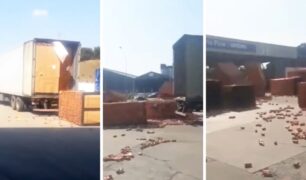 Vídeo mostra caminhoneiro jogando milhares de latinhas de cerveja no pátio da empresa, após demora para receber a carga