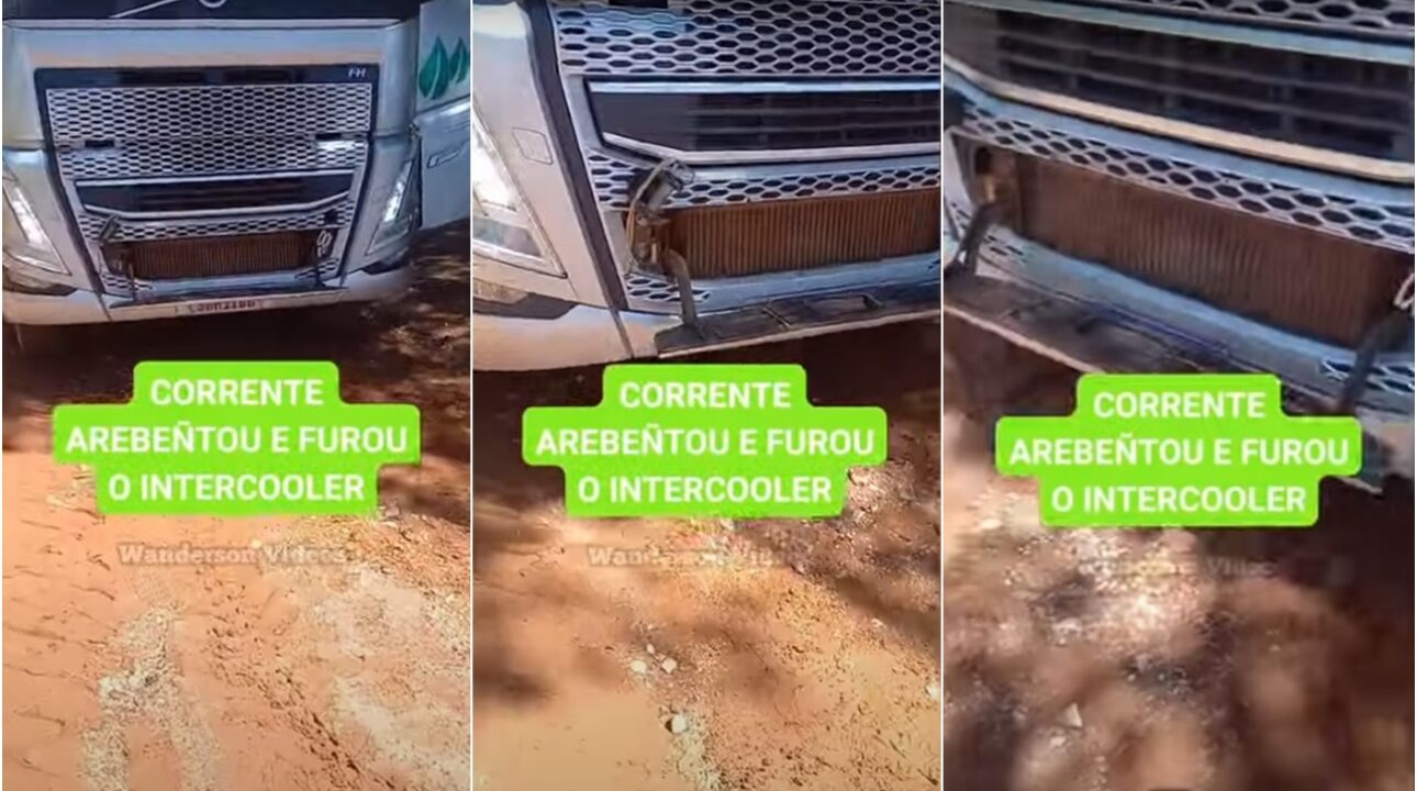 Caminhão tem Intercooler furado após corrente de guincho arrebentar