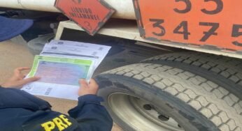 PRF apreende caminhão com adulteração em plaquetas obrigatórias de identificação