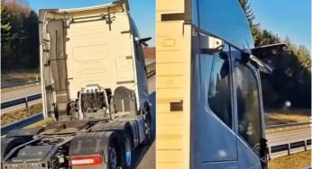 Volvo FH é flagrado com câmera no lugar de retrovisor rodando em estrada