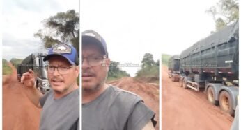 Caminhoneiro soltou o verbo após ser indicado a trafegar em uma péssima estrada