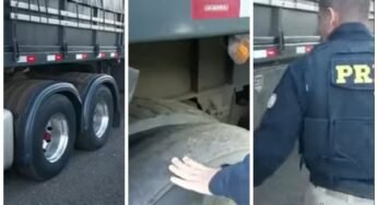 PRF flagra carreta do Paraguai com 20 pneus carecas em fiscalização na BR-277 no Paraná