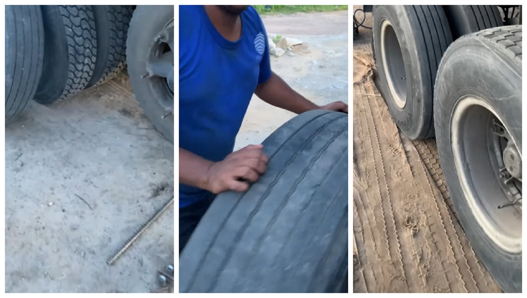Suposto vídeo mostra caminhoneiro pedindo para desmontar todos os pneus para colocar ar novo