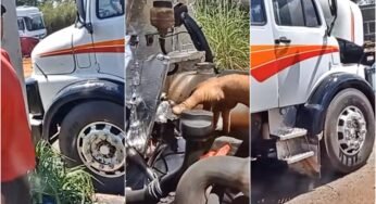 Caminhão Mercedes Benz 1525 ganha adaptação de motor, veja o resultado.